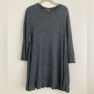 Modcloth Essential Minimalist Ruffle Hem Long Sleeve Dress Heather Gray XL